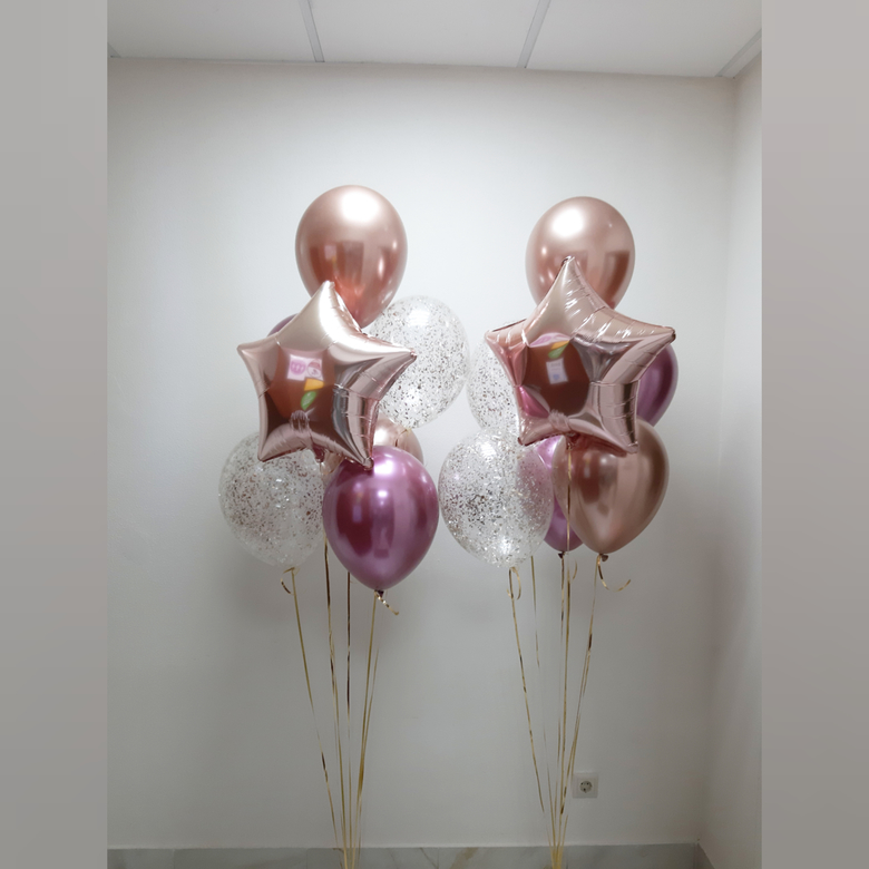 Два букета розовое золото из 14 шаров