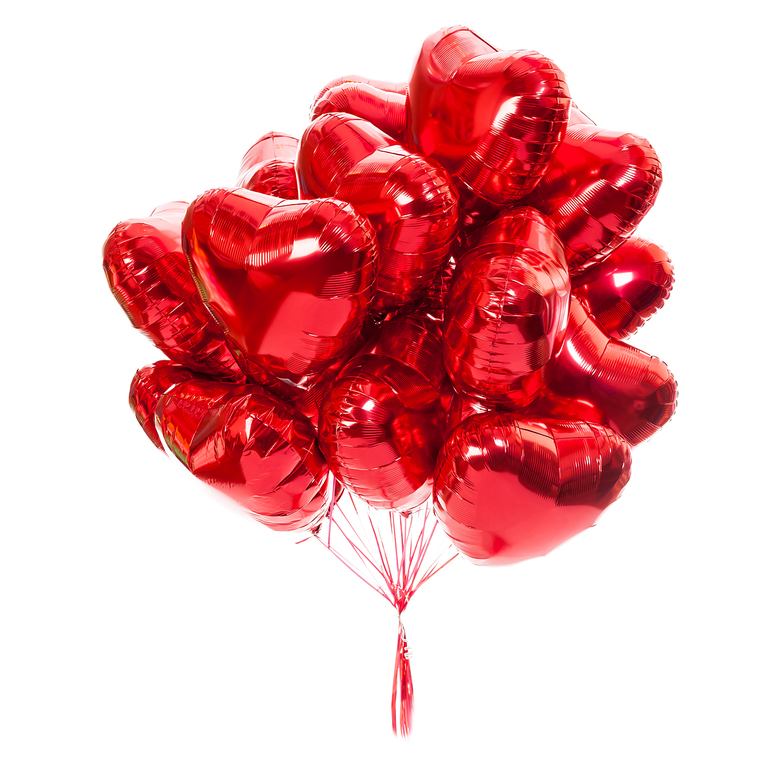 Сердца красные из фольги 15 шт