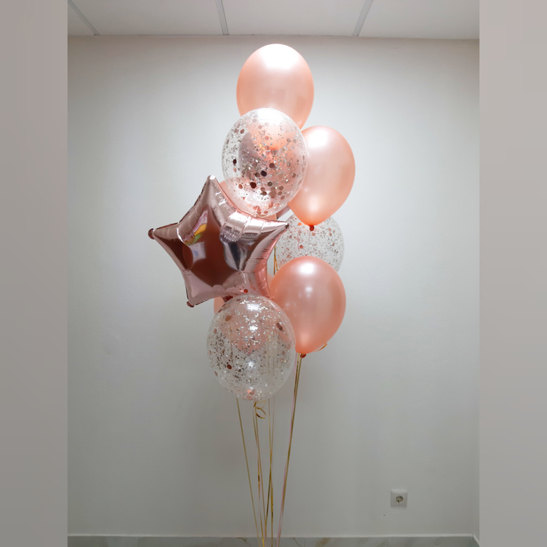 Букет Розовое золото с сердечком и звездой