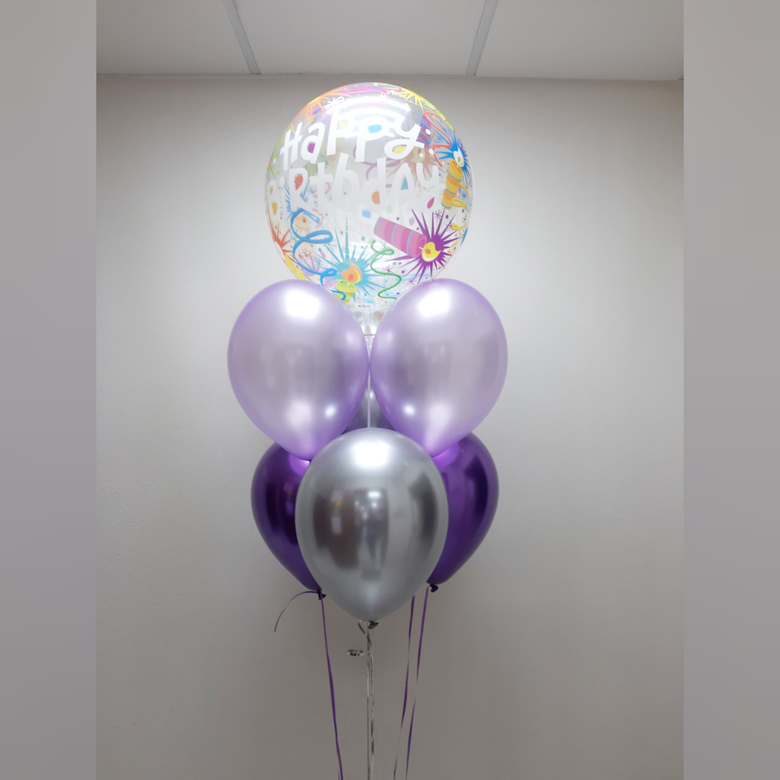 Букет прозрачный шар 56 см и хром шары