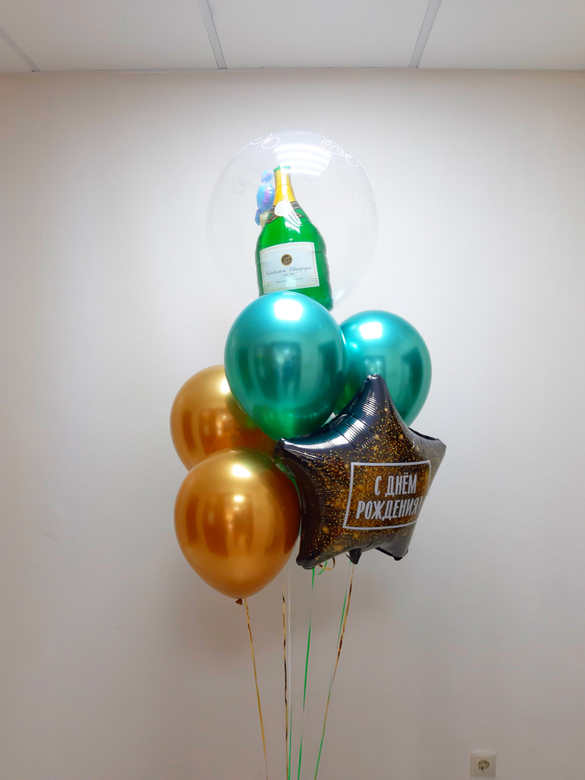 Шампанское внутри шара и хром шары