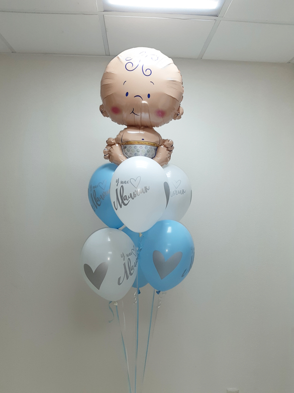 Букет с малышом 7 шаров