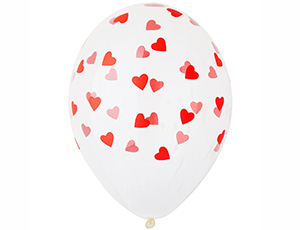 Шелкография кристалл 14" Сердца красные