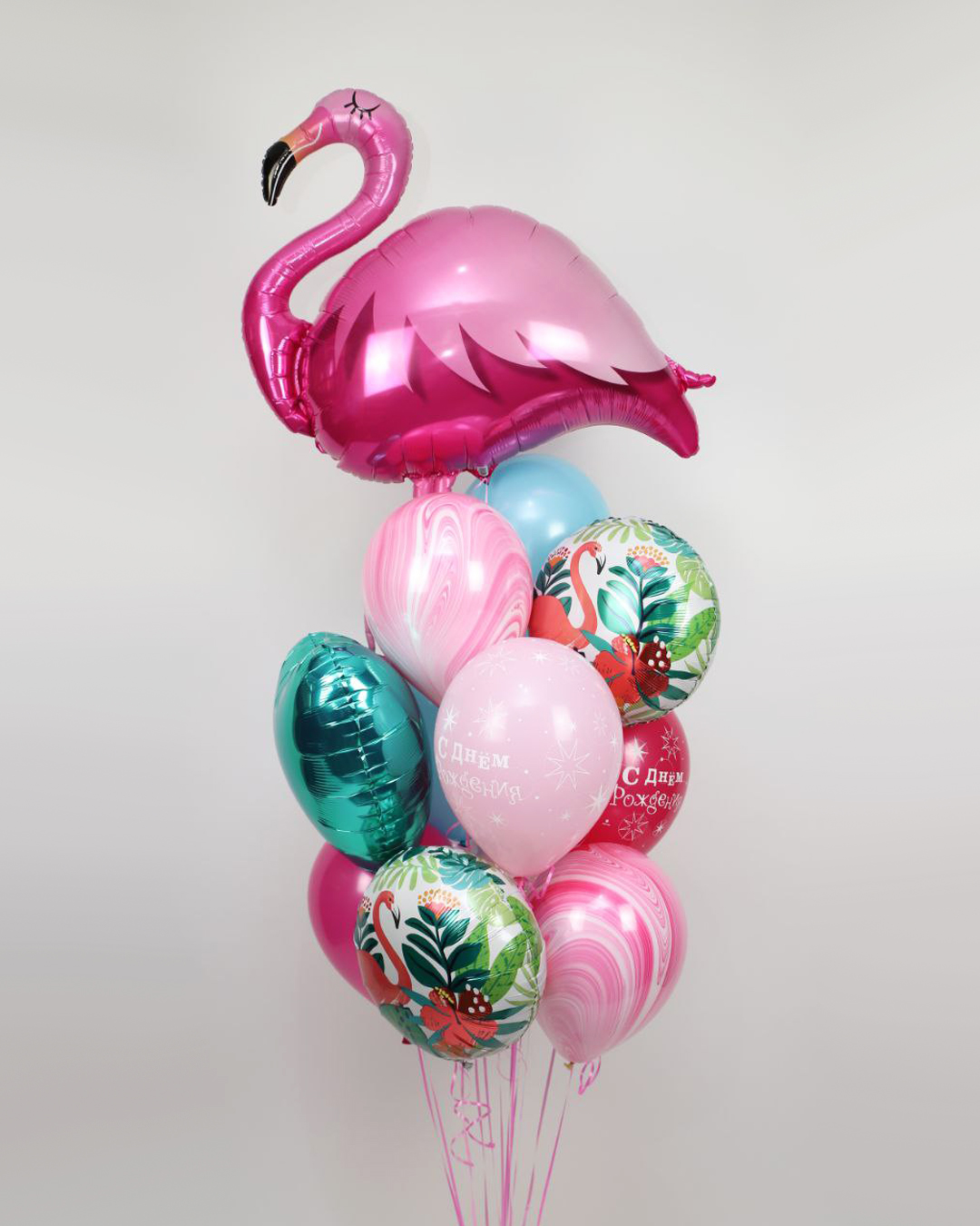 Большой букет с фламинго