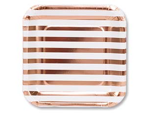 Тарелка фольг розовое золото 23см 6шт/G