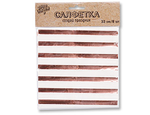 Салфетка фольг розовое золото 33см 6шт/G