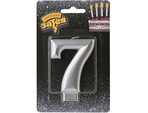 Свеча -цифра "7" Серебряная 8см/V