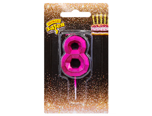 Свеча -цифра "8" Диамант Маджента 4,5смV