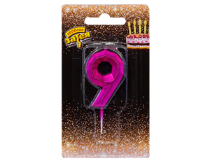 Свеча -цифра "9" Диамант Маджента 4,5смV
