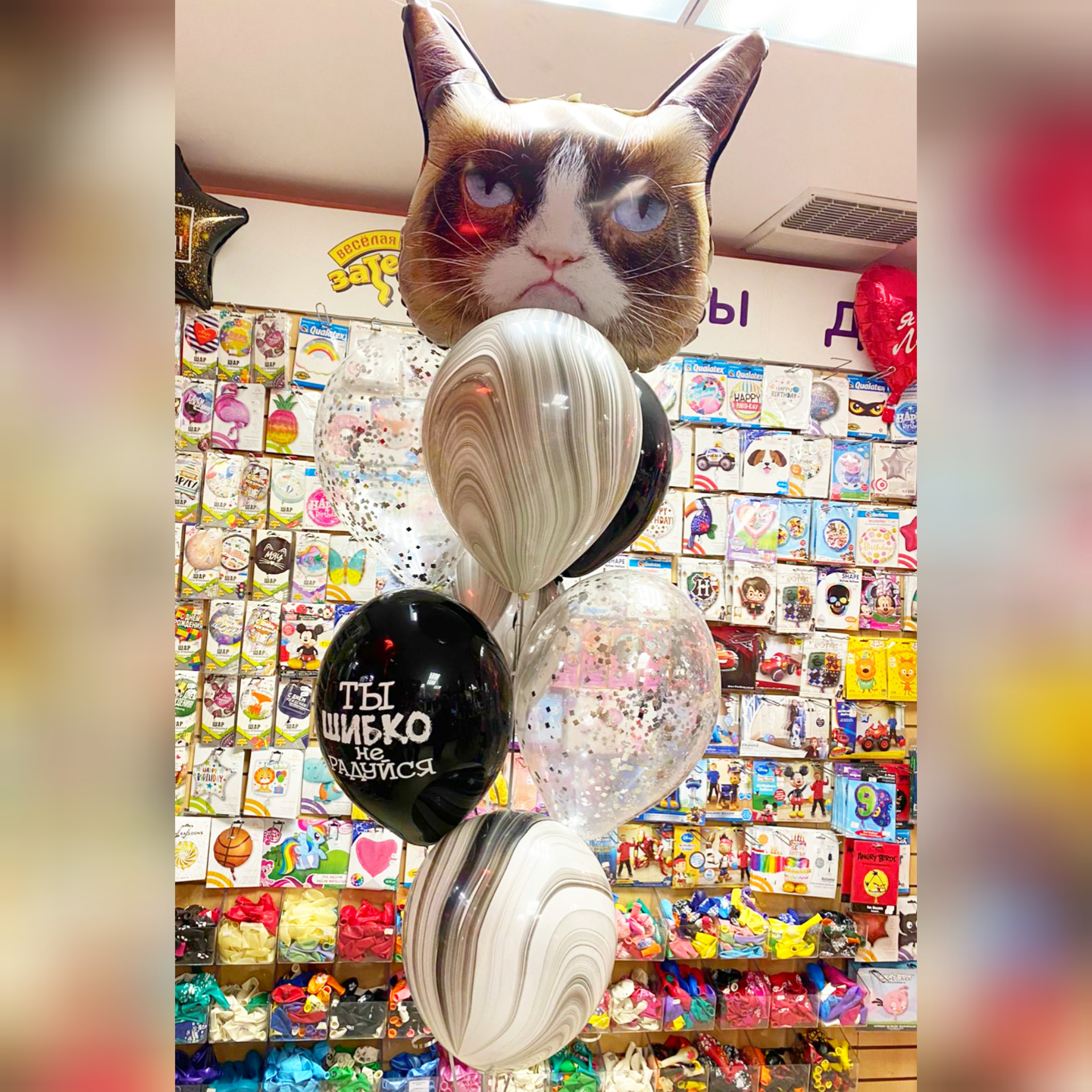 Сердитая кошка и 7 шаров