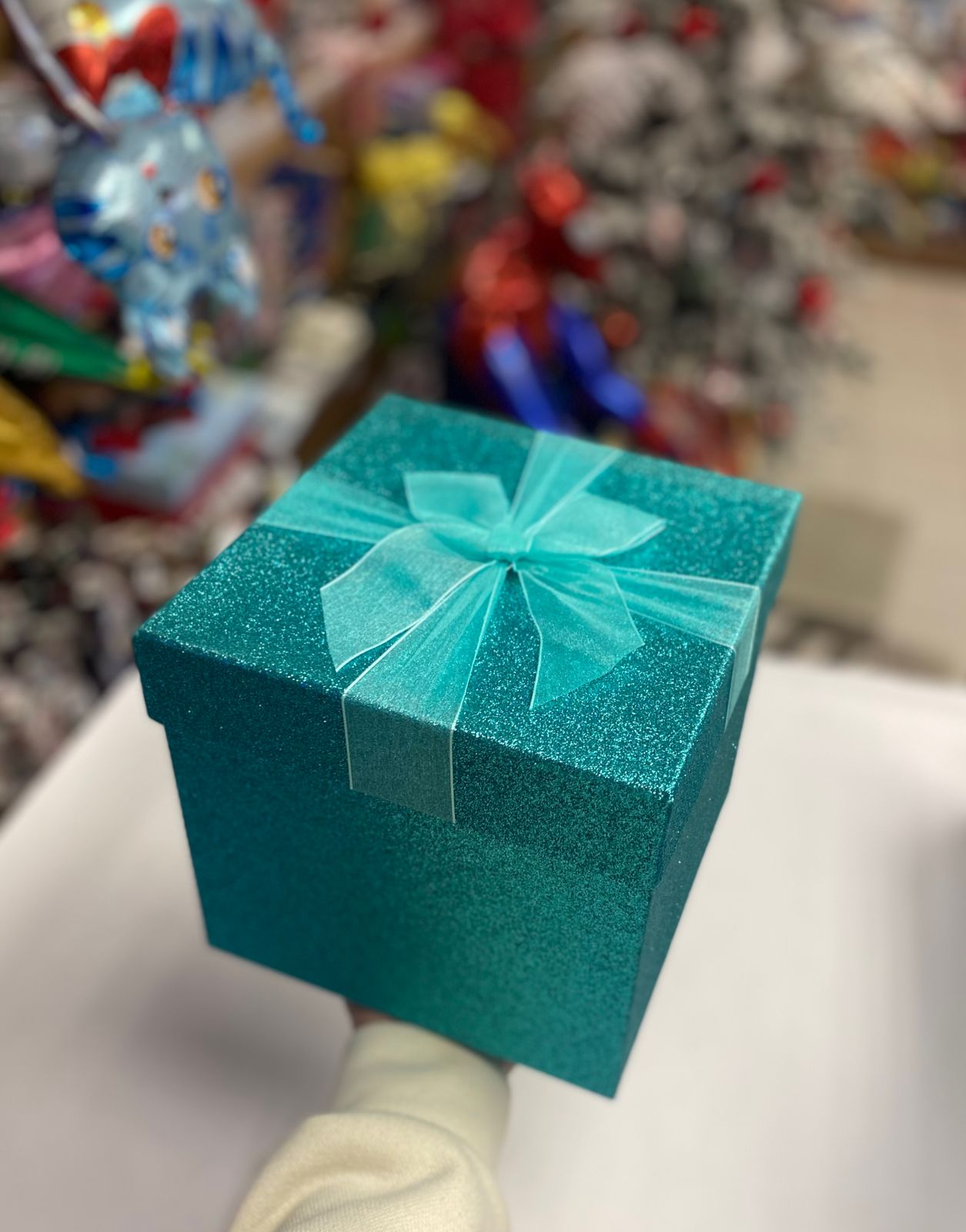 Коробка бирюза блеск квадрат