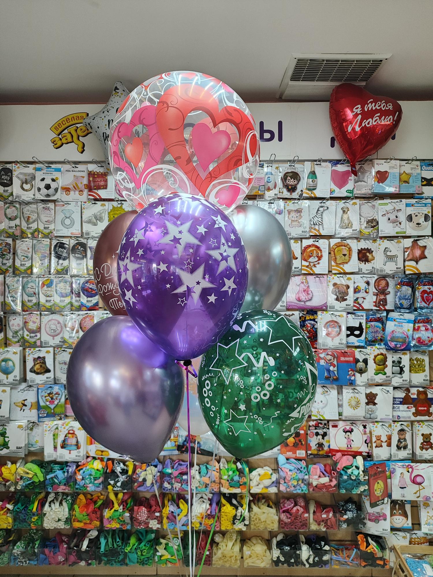 Букет из шаров с Прозрачным шаром сердце