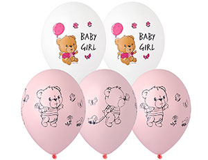 Шар с рисунком + Шелк 14" Мишка малышка