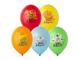 Шар с рисунком 14" ДР Животные Тропич 2ц