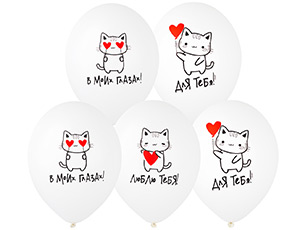 Шар с рисунком 14" Котики Любовь 2цв 2ст