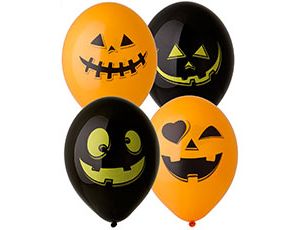 Шар с рисунком 14" Тыква черн/оранжевый