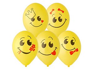 Шар с рисунком 14" Улыбка 2цв желтый