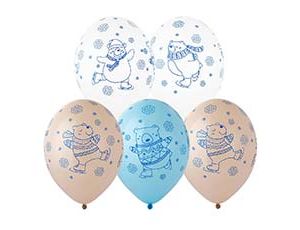 Шелкография пастель 14" Мишки на коньках