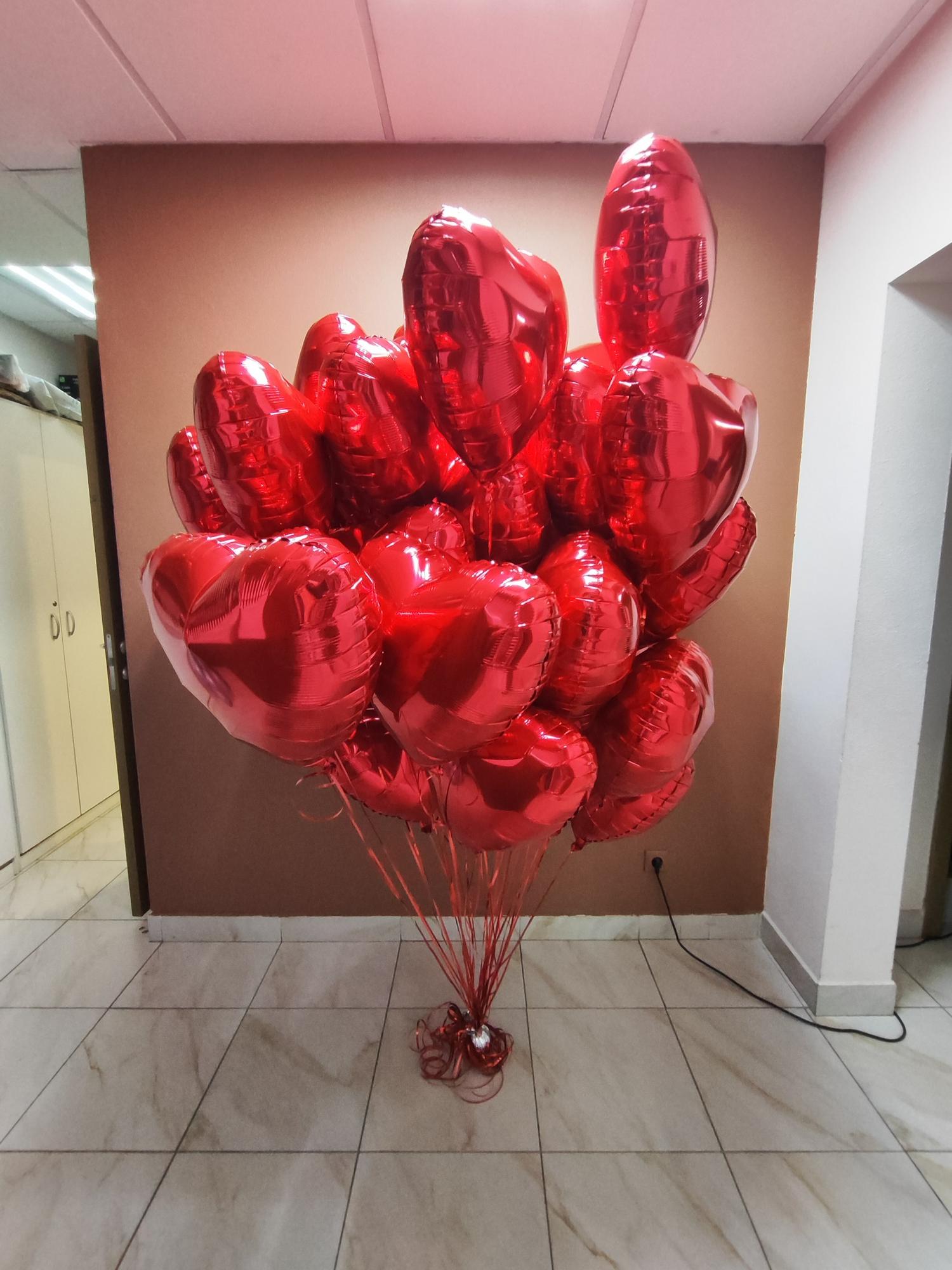 Шары сердца красные 45см