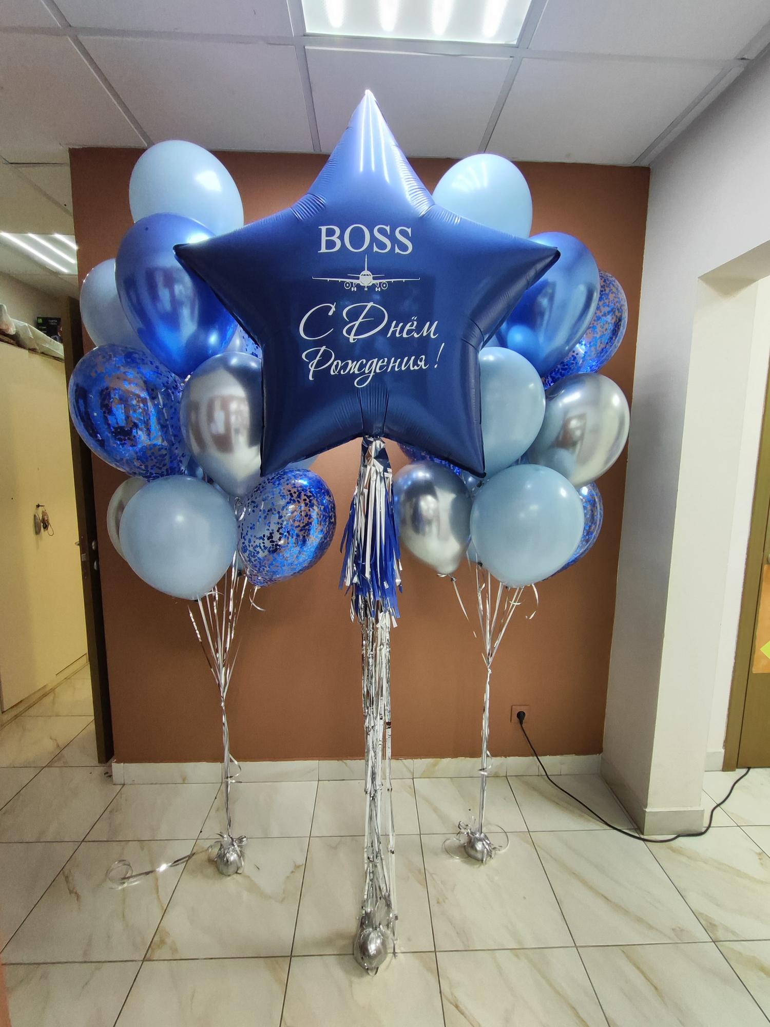 С днём рождения шары со звездой