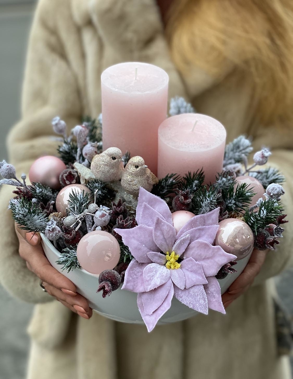 Новогодняя композиция с птичками (Арт.445)