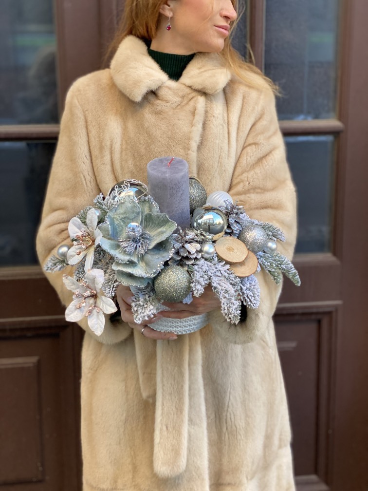 Рождество композиция со свечой №703