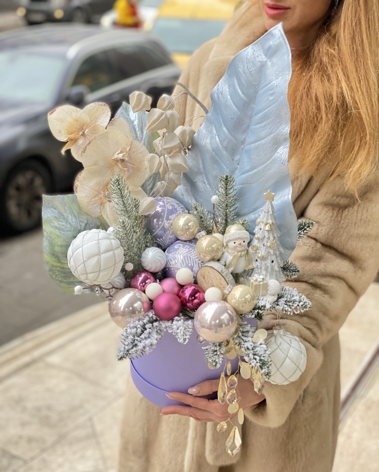 Новогодняя лаванда со Снеговиком Искусственная №718