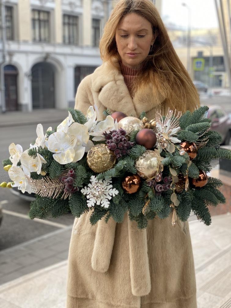 НГ Дикая орхидея из живой ели 70*30 см №916