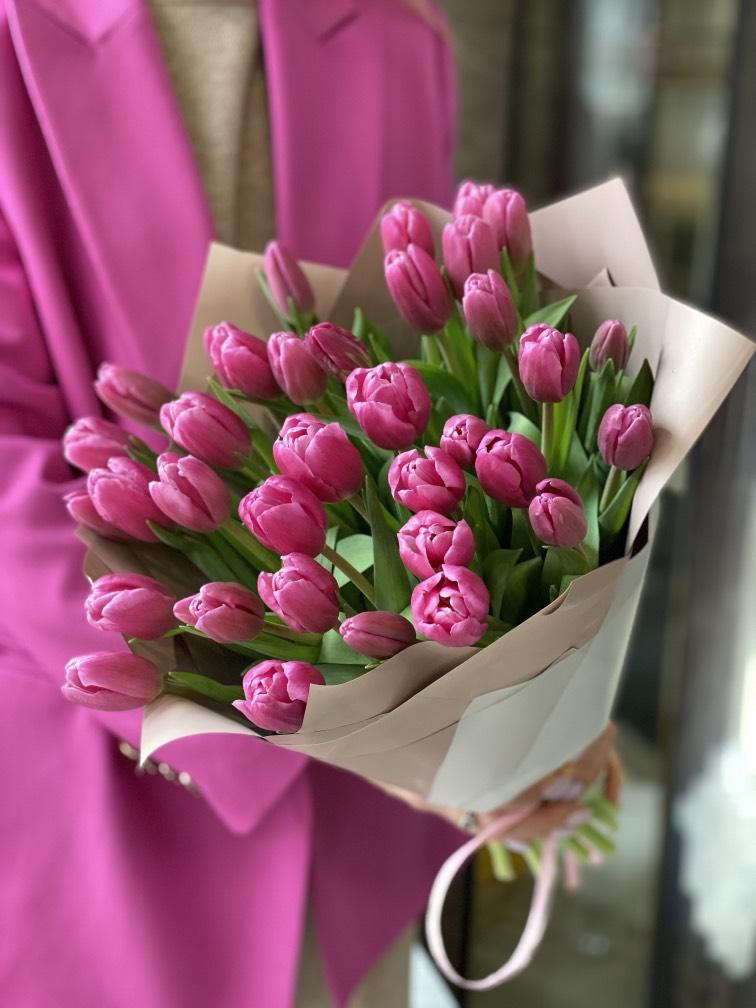 Тюльпаны розовые 35 шт №941