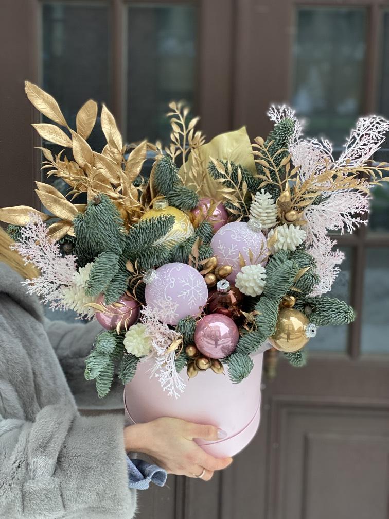 Золото с розовым в коробке №974