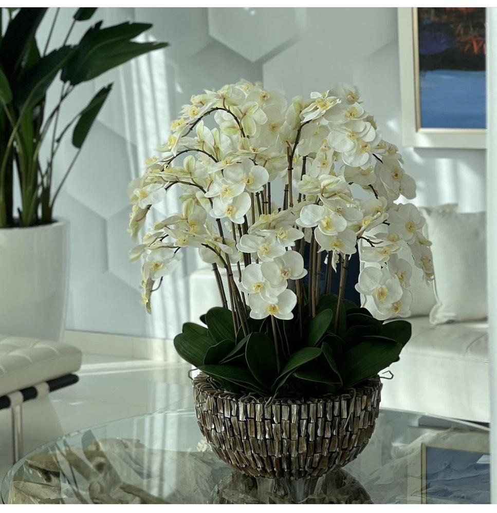 Орхидеи искусственные в кашпо №1052