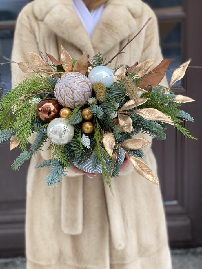 НГ интеръерная Эко с сухоцветами 30*25 см №1161