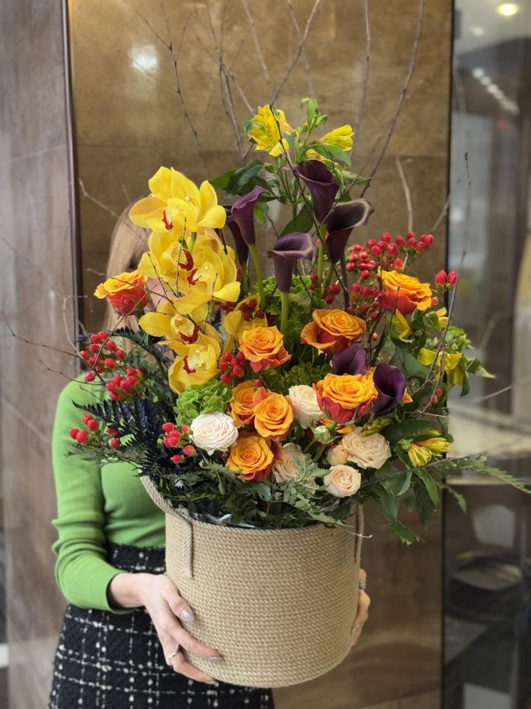 Корзина в рыжих оттенках №1172