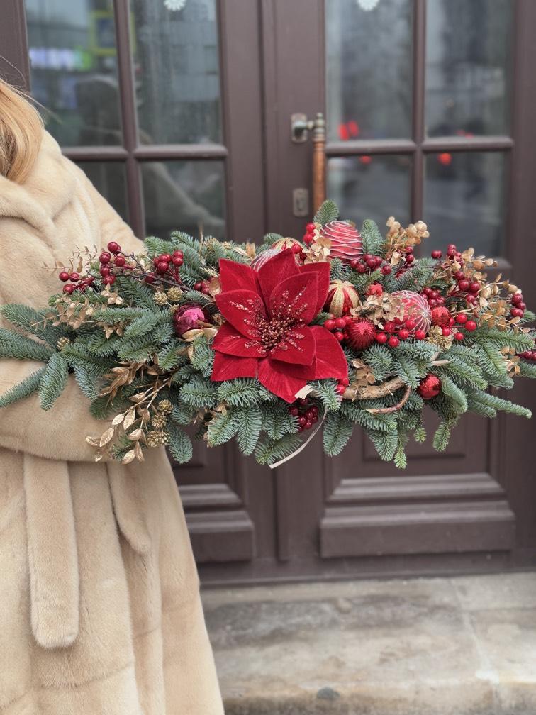 НГ композиция Рубиновое сияние 70*30 см №1257