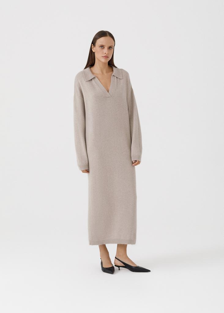 Oversized extremely soft 100% cashmere polo dress