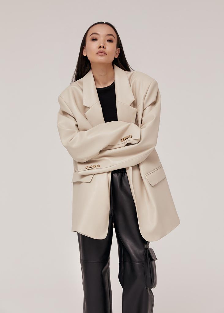 Faux leather oversized blazer