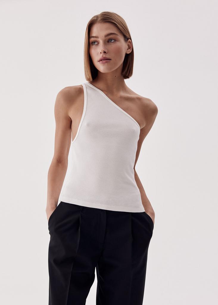 One shoulder rib tank top
