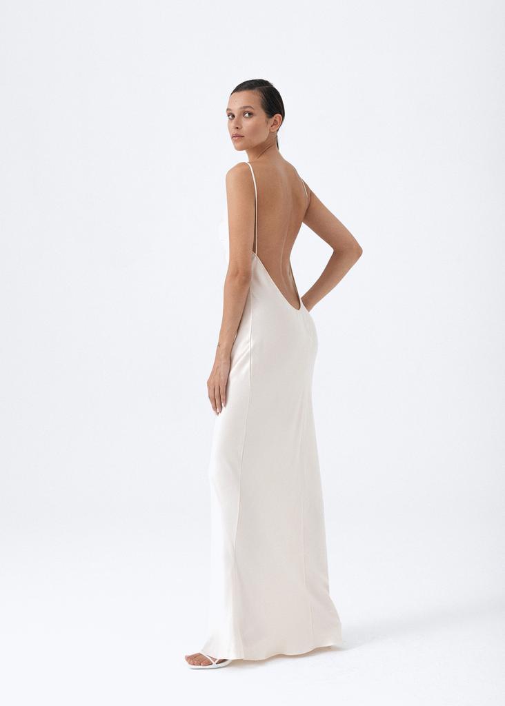 Viscose silk open back maxi dress