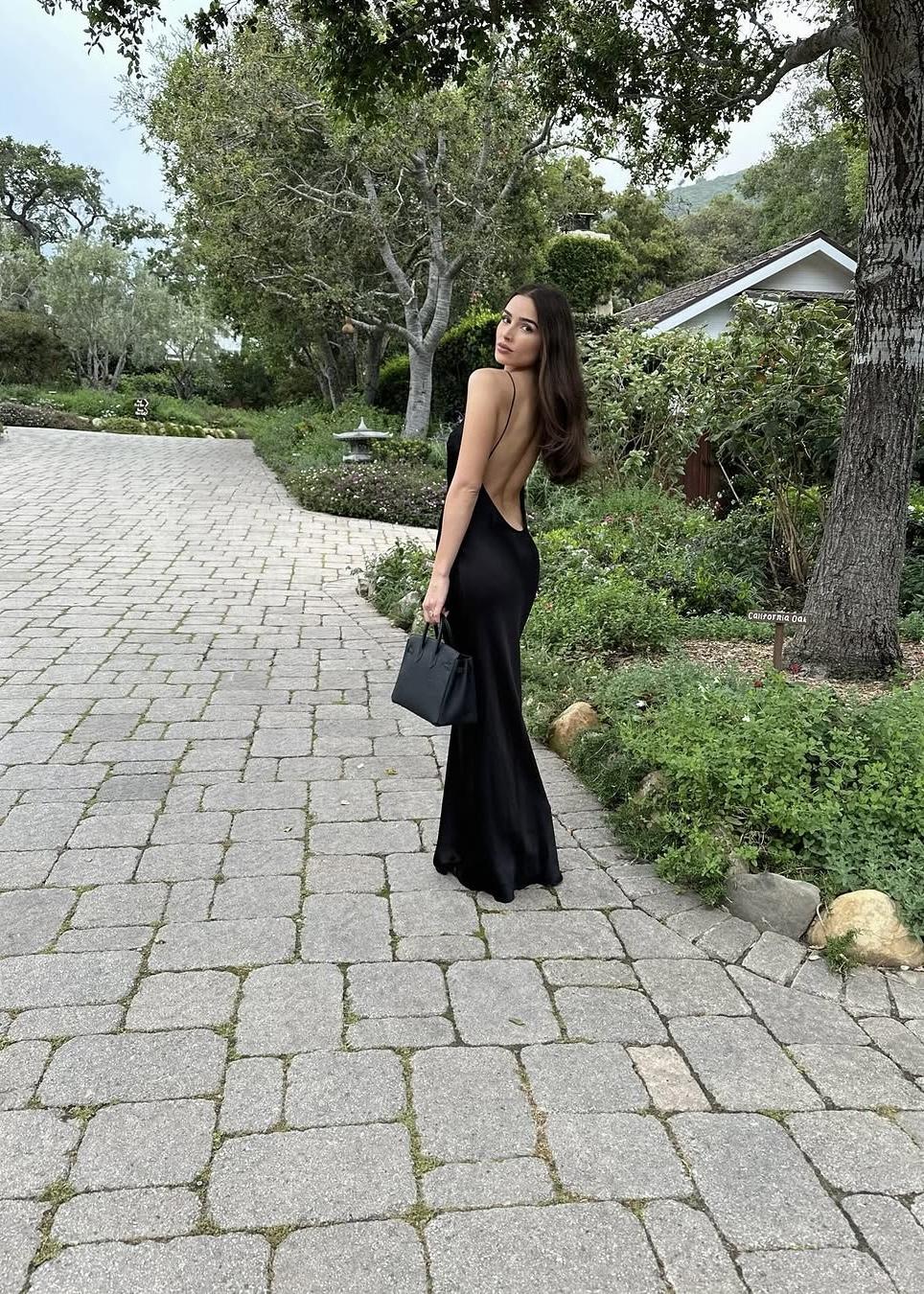 knee length dresses for ladies Serenity Majestic Black Strapless Silk Satin Maxi Dress