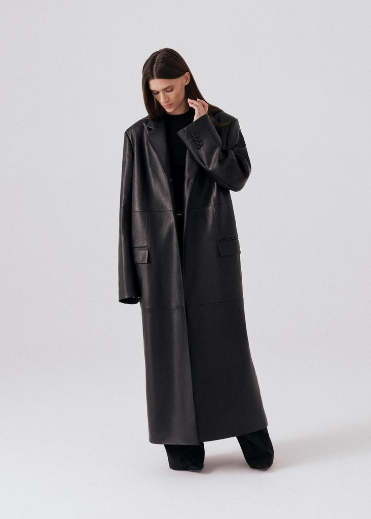 Faux leather oversized maxi coat