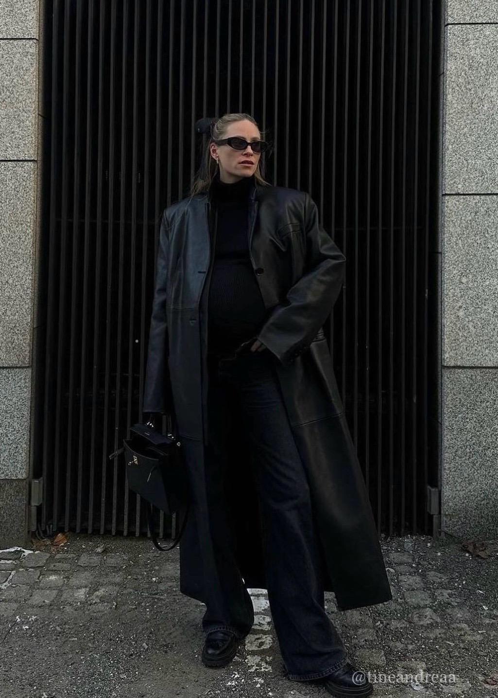 ジャケット・アウター real leather maxi long coat BLACK TruClothing Womens Real Leather Trench Coat Mac Classic 3/4 Long