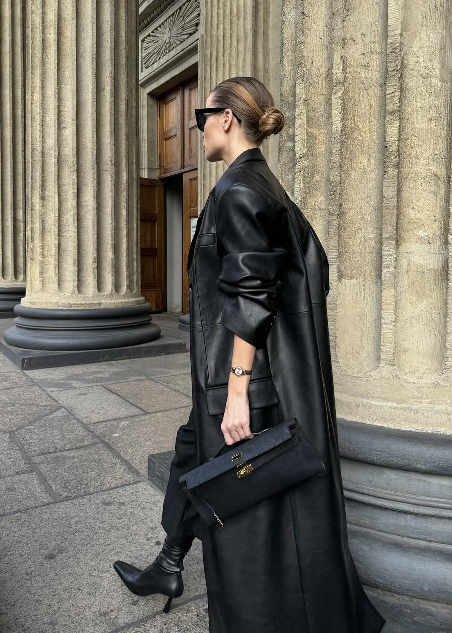 Outerwear > Faux leather oversized maxi coat Buy from e-shop