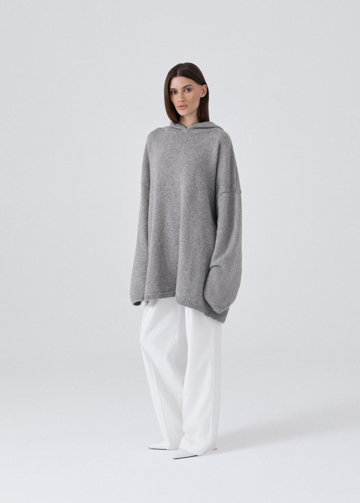 Extremely soft cashmere oversized elongated hoodie