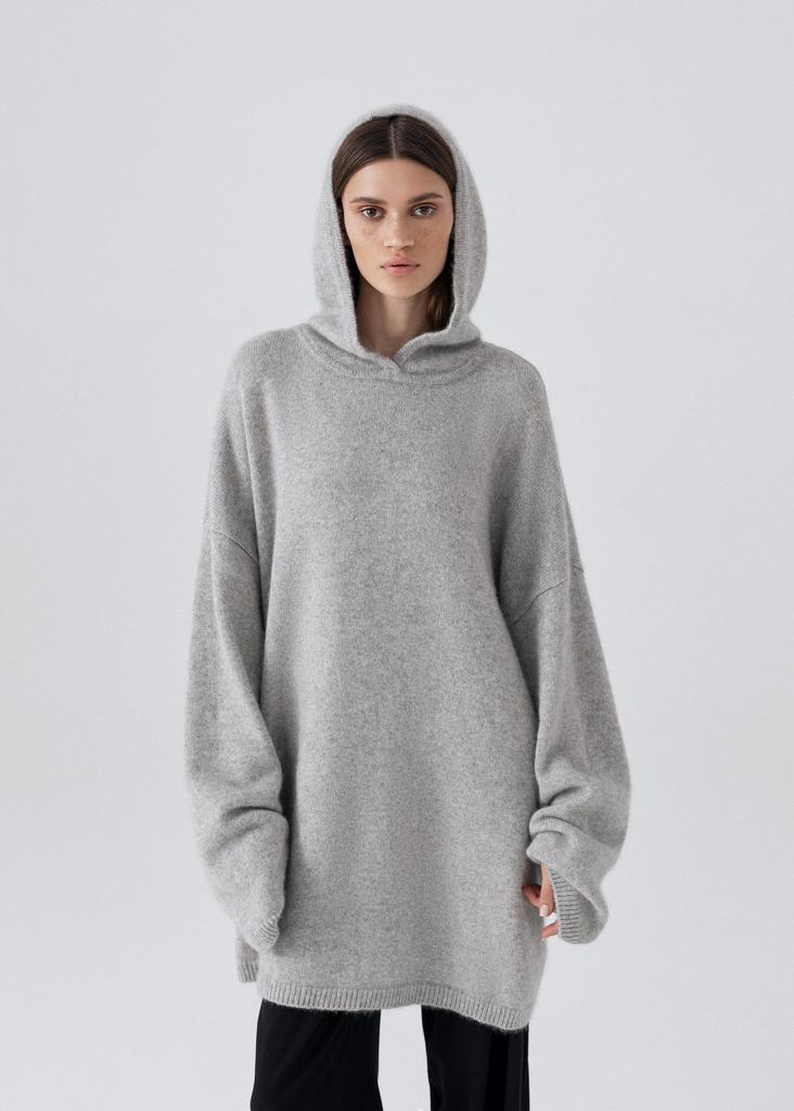 Extremely soft cashmere oversized elongated hoodie
