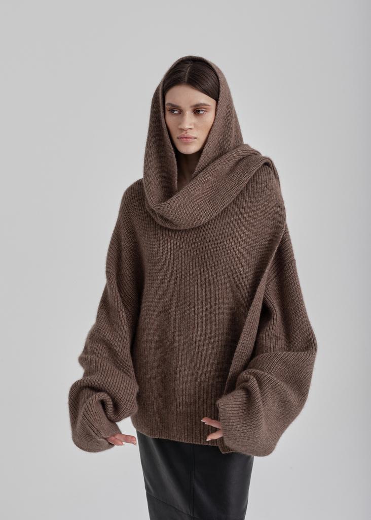 100% cashmere cardigan with scarf