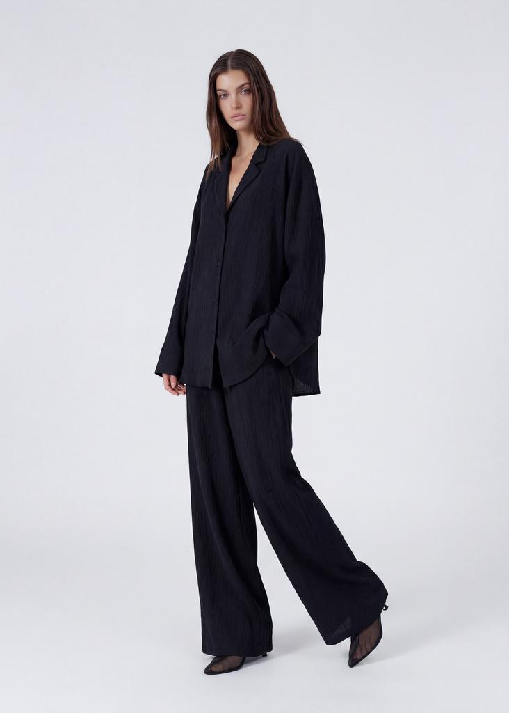 Crinkle cotton pajama style suit