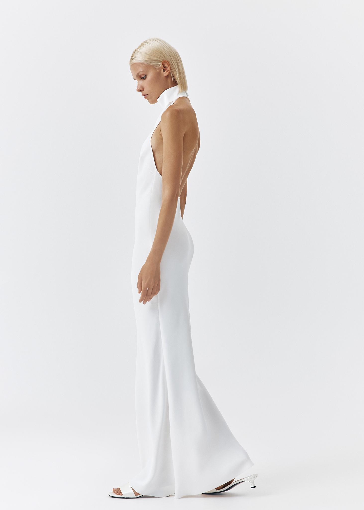 strapless open back dress White Halter Maxi Dress | Backless Plunge V-Neck Formal Gown | High Slit  Evening & Wedding Guest Dress | Summer Resort Wear main image 1
