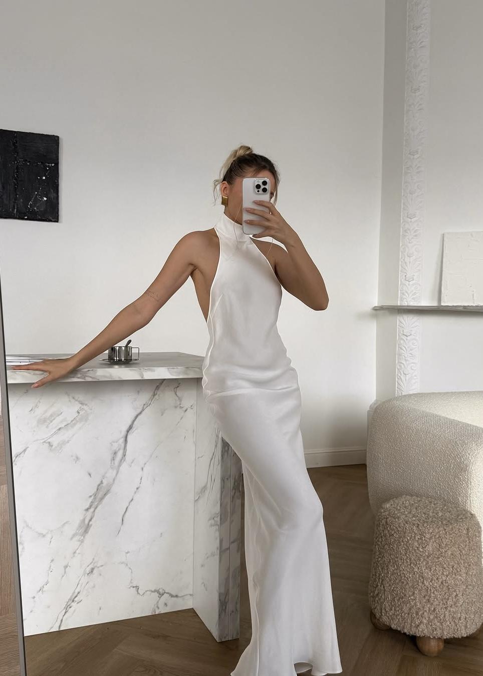 strapless open back dress Vacation Time Maxi Dress Off White main image 0