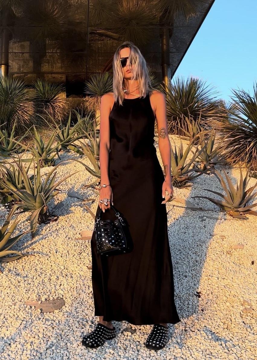 strapless open back dress Black Halter Backless Long Prom Dress Wedding Guest Dress,DP1503 – DSProm main image 1