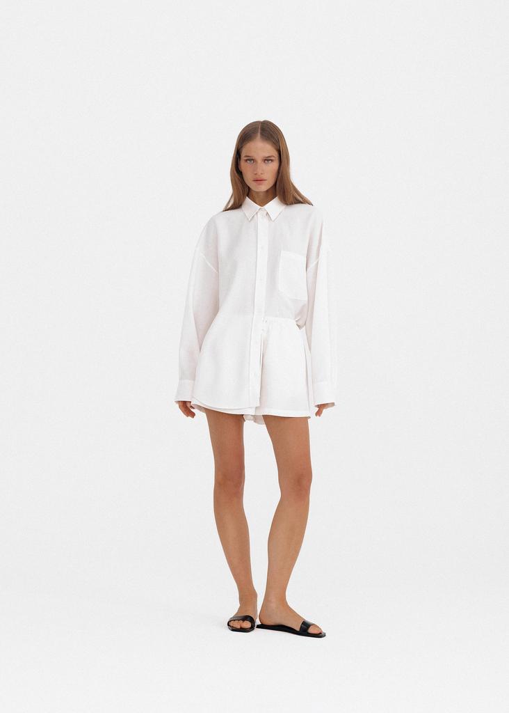 Tencel set: oversized shirt and shorts